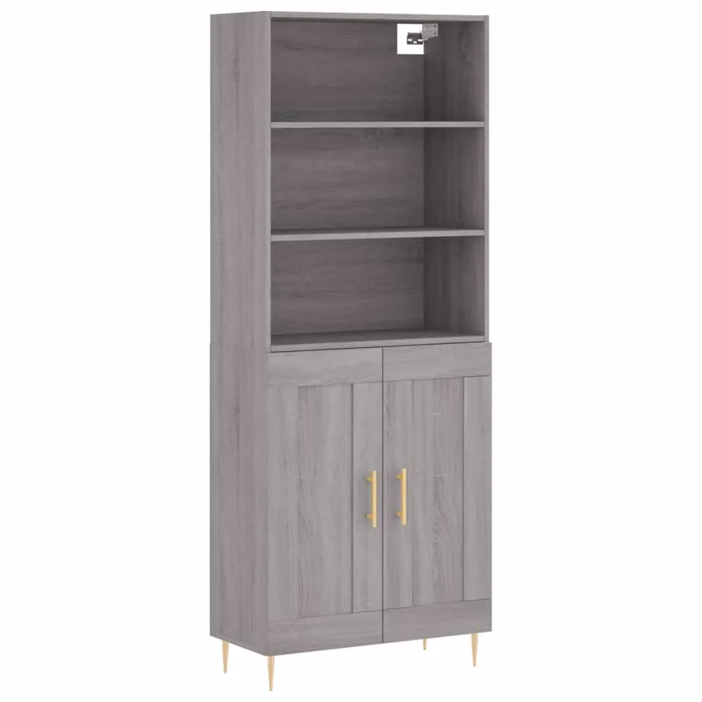 Berkfield Home Grey Sonoma Highboard, W: 69.5 cm, D: 34 cm, H: 180 cm – 2
