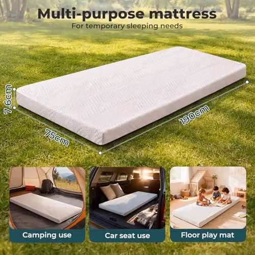 Lavio Single Gel Memory Foam Camping Mattress with Machine Washable Cover, W/D/H: 190 x 75 x 7.6 cm – 3