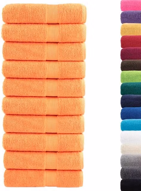 Berkfield Home SOLUND Premium Cotton Terry Shower Towels, Orange, 10 Pack, W: 70 cm, H: 140 cm, 600 gsm