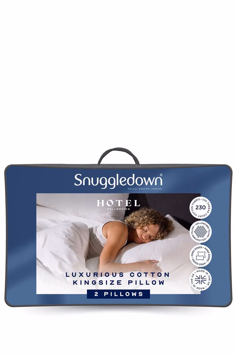 Snuggledown 2 Pack Firm Cotton Quilted Kingsize Pillows in White, W/D/H: 91 x 48 cm – 7