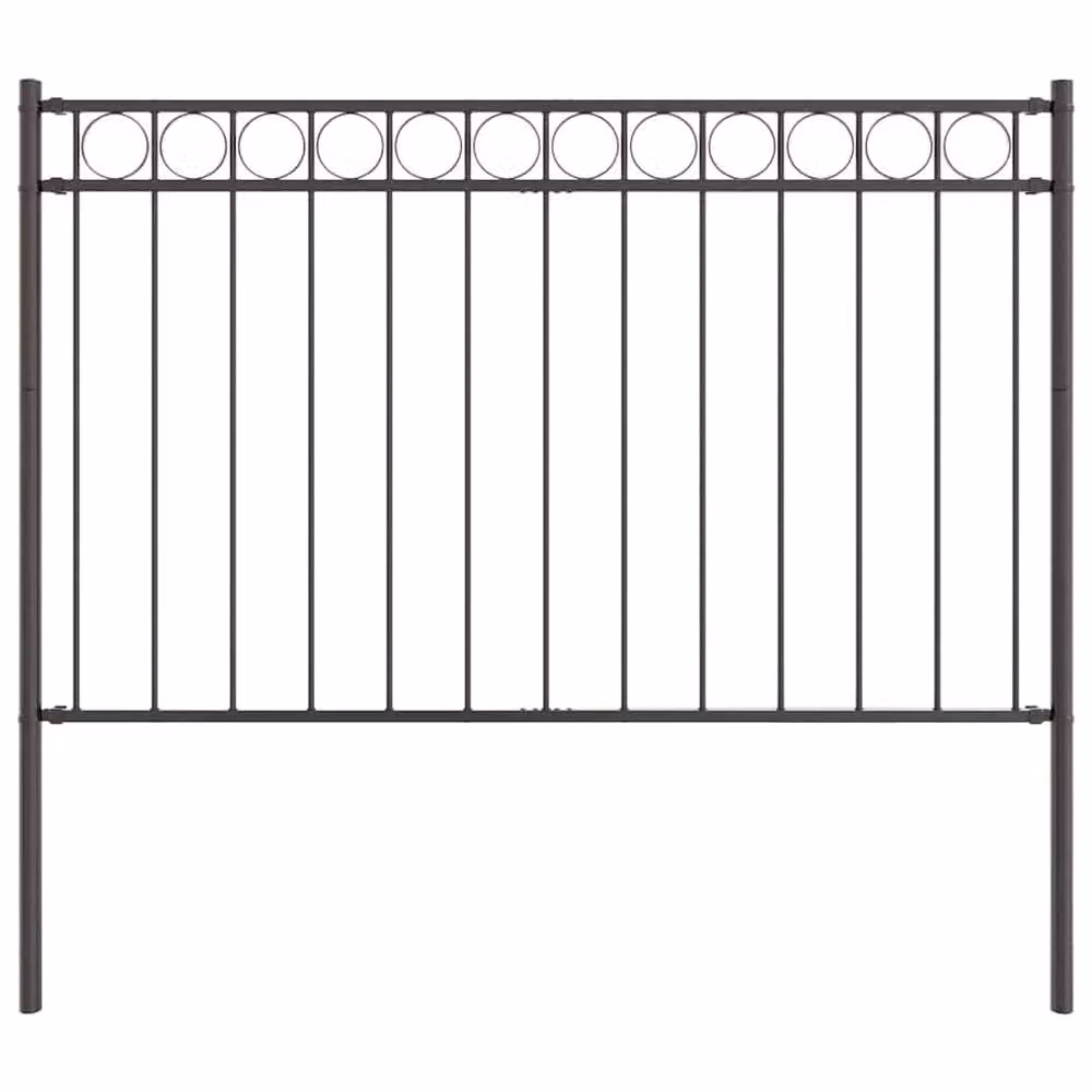 Berkfield Home Modern Metal Fence Panels with Circle Design in Grey, H 170 cm x W 100 cm – 3