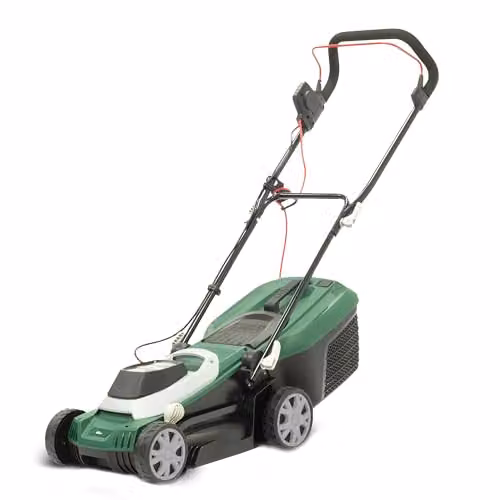 Webb Supreme WEER33RR Electric Rotary Lawnmower with Rear Roller, 33cm Cutting Width, 1200W Motor and 30L Collection Bag, Green