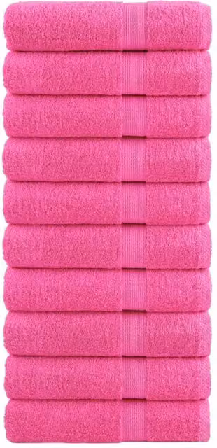 Berkfield Home SOLUND Premium Cotton Terry Bath Towels, 10 Piece Set, Pink, W: 100 cm, H: 150 cm, 600 gsm