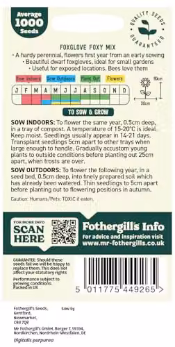 Mr Fothergill's Oh Sow Simple Foxglove Mix Flower Seeds, Purple, Pink and White – 2