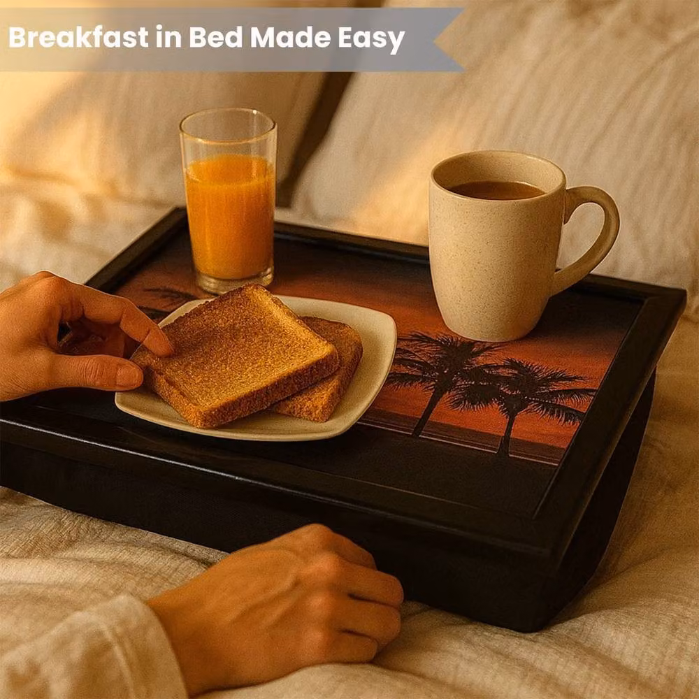 PAWNORA Solid Wood Base Tray for Eating or Working in Black – 4