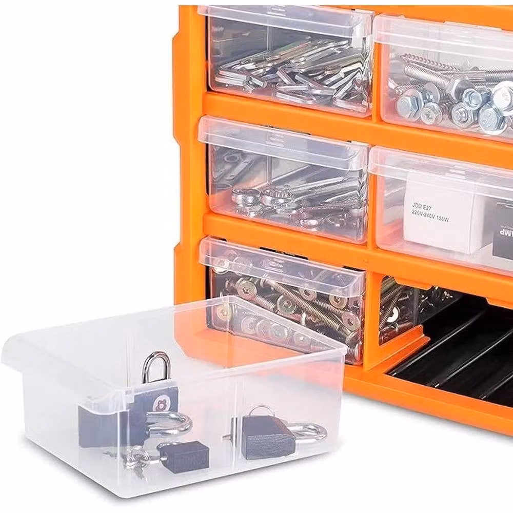 EONLION 18 Multi Storage Drawer Cabinet Unit for Garage, Orange, W: 100 cm, H: 200 cm – 4