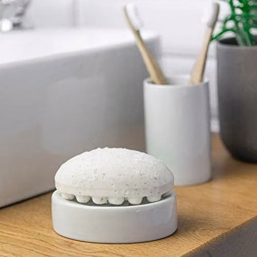 Harbour Housewares Glazed Ceramic Freestanding Soap Dish in White