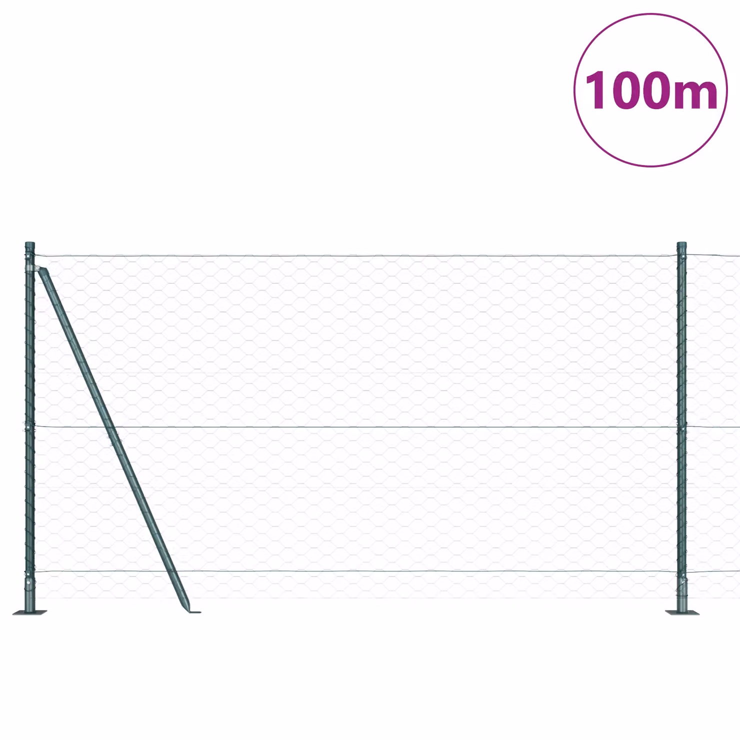 Berkfield Home Green Steel Hexagon Fence, H: 1.2 m x W: 100 m – 1