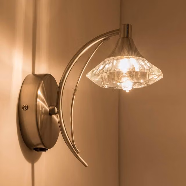 Harper Living Single Wall Light and Sconce in Silver with Grey Glass