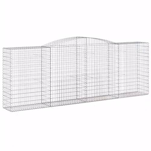 vidaXL Arched Gabion Basket Outdoor Garden Barrier, Silver Galvanised Steel Wire Fence, W: 400 cm, D: 50 cm, H: 140/160 cm – 1