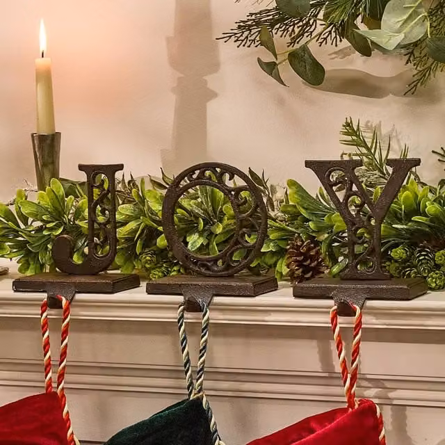 Dibor JOY Set of 3 Brown Metal Decorative Christmas Stocking Holders – 1