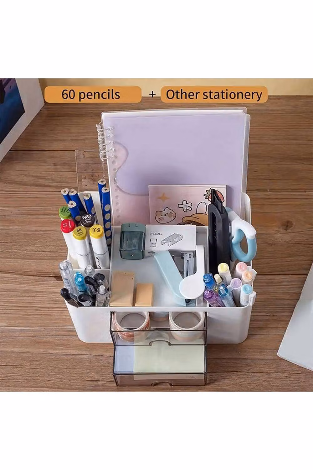 Living and Home Plastic Multi-Compartment Desktop Storage Organiser Box with Drawers, White – 2