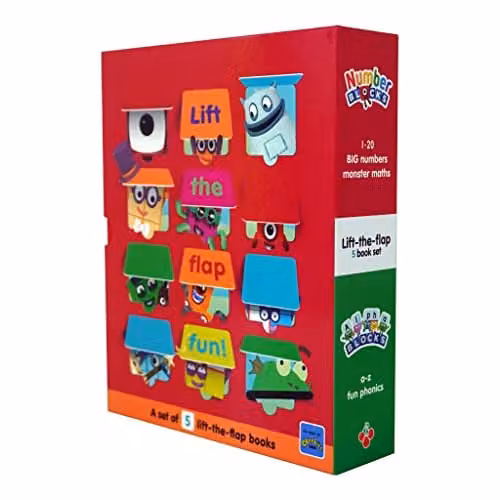 Sweet Cherry Publishing Numberblocks and Alphablocks Lift-the-Flap Box Set, Multicolour Pack of 5 – 1