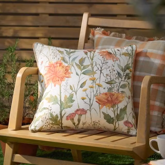 Voyage Maison Delamere Floral Country House Outdoor Cushion, Multicolour Brown, W/D/H: 45 x 45 x 45 cm
