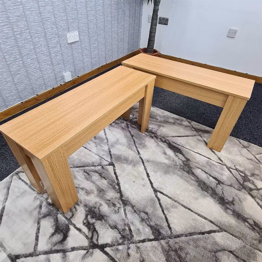 Kosy Koala Set of 2 Modern Light Wood Effect Dining Benches in Beige – 2