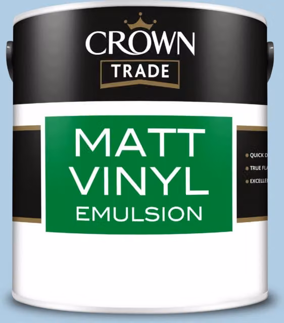 Crown Trade Water Based Vinyl Matt Dispersion Paint in Powder Blue, 2.5 l