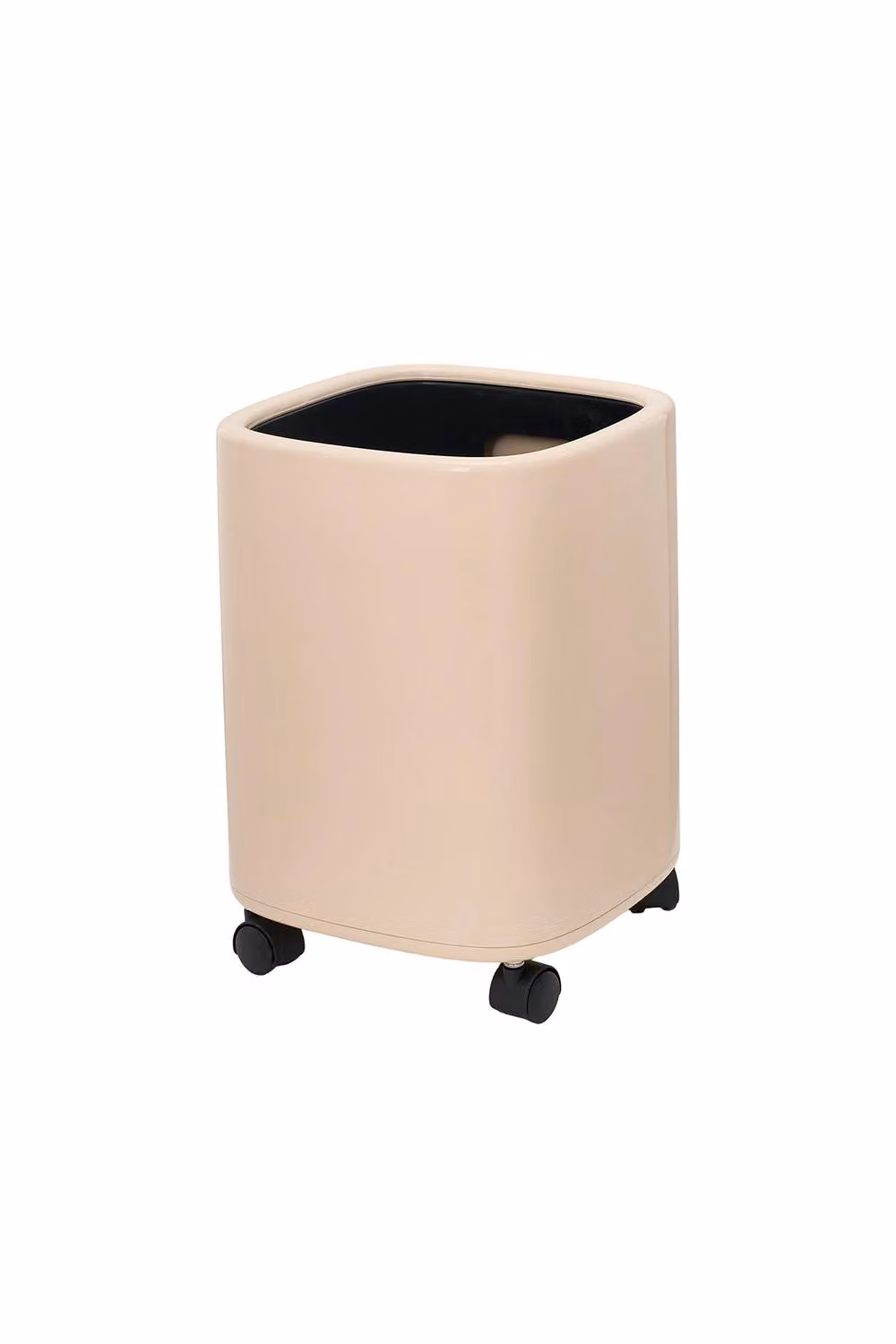 Living and Home 12L Wide Open Plastic Rubbish Bin with Castors in Beige – 5
