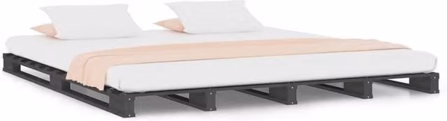 Berkfield Home Grey Rustic Solid Wood Pine Pallet Bed W/D/H: 140 x 190 cm