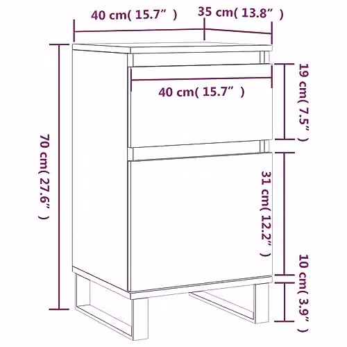 vidaXL Industrial Sideboard in Brown, W/D/H: 40 x 35 x 70 cm – 3