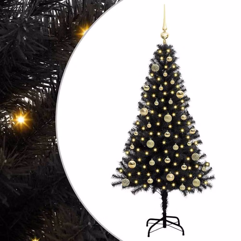 Berkfield Home Lush Christmas Tree with 150 LEDs and Stand, Black, Height: 150 cm – 3