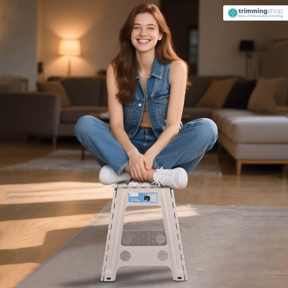 Neel Blue Anti-Skid Folding Step Stool in Light Grey – 5