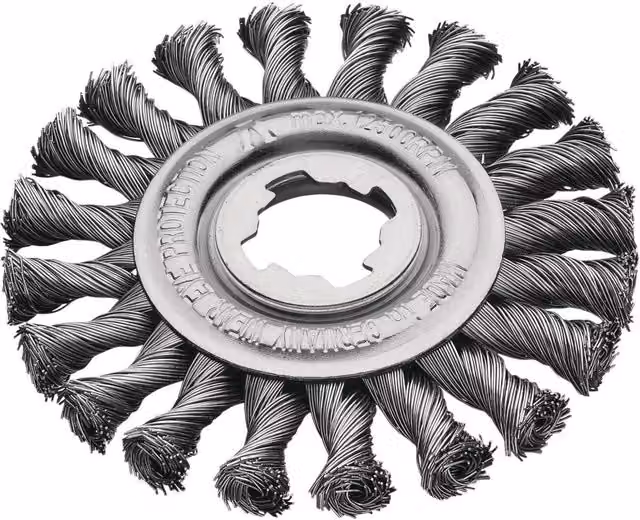Lessmann X-lock Non-spark Knot Wheel Brush for Angle Grinders in Silver and Multicolour – 1