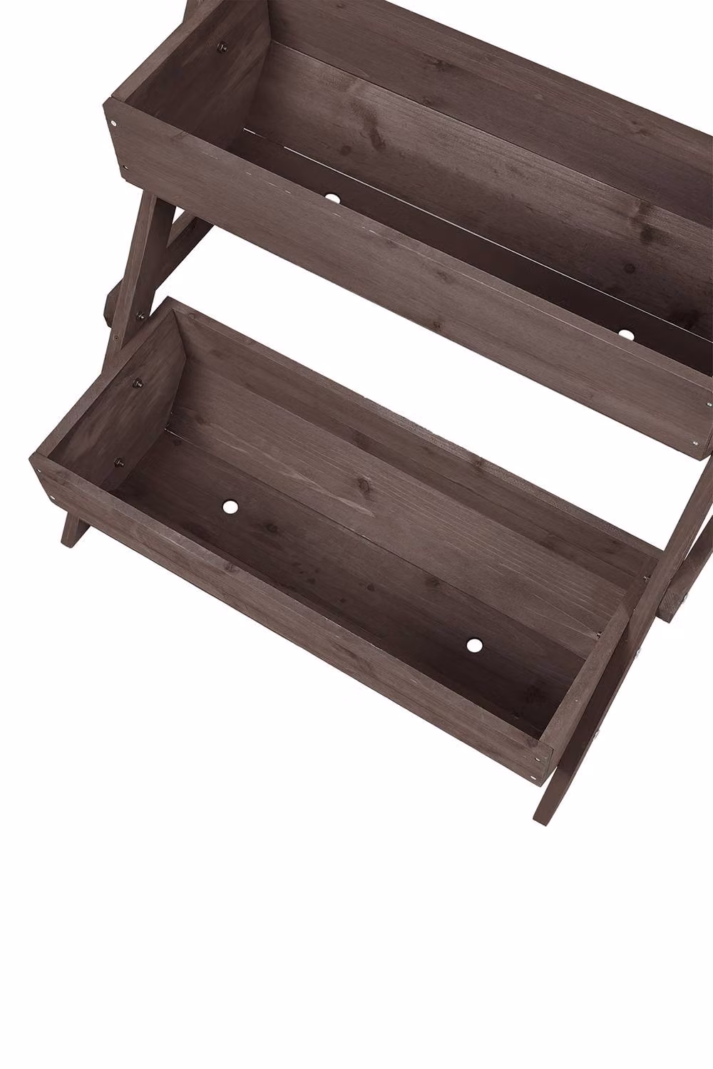 Living and Home 3-Tier Wooden Planter Box with Drainage Holes in Brown, W/D/H: 75.0 x 65.0 x 76.0 cm – 5