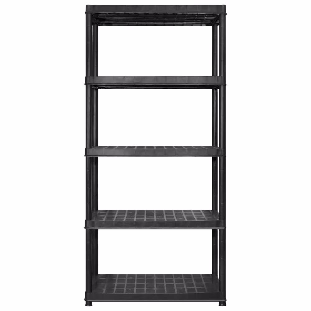 Berkfield Home 5-Tier Freestanding Storage Shelf, Black Plastic, W/D/H: 45.7 x 45.7 x 185 cm – 3