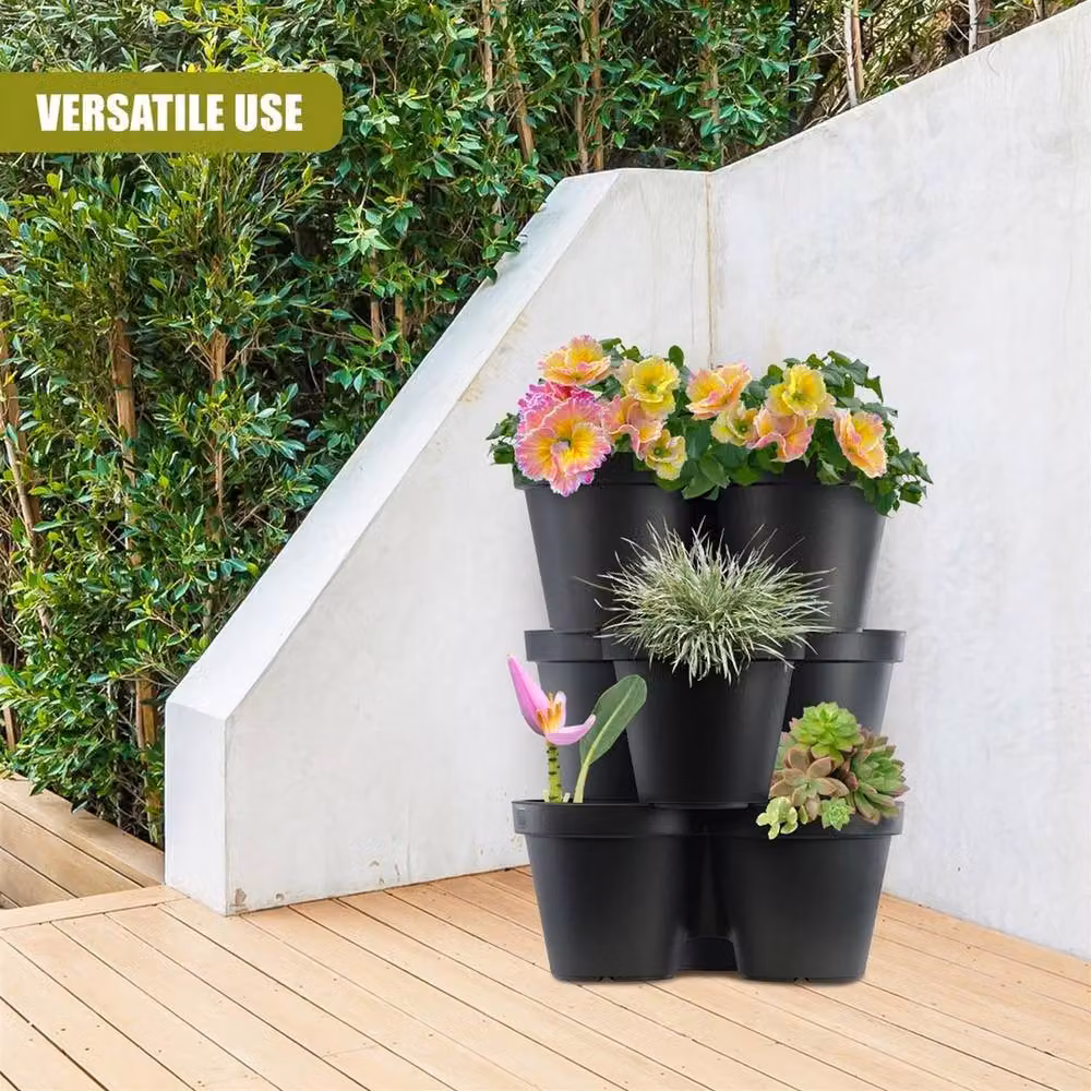 NESTLUNE 3 Layer Stackable Vertical Garden Planter Tub in Black and Anthracite – 5