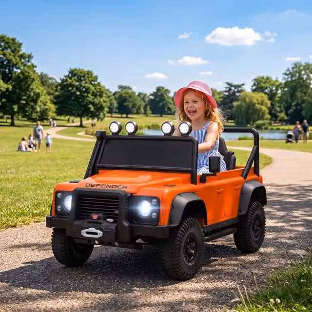 AIYAPLAY 12V Kids Electric Ride On Land Rover Car with Remote Control, Orange