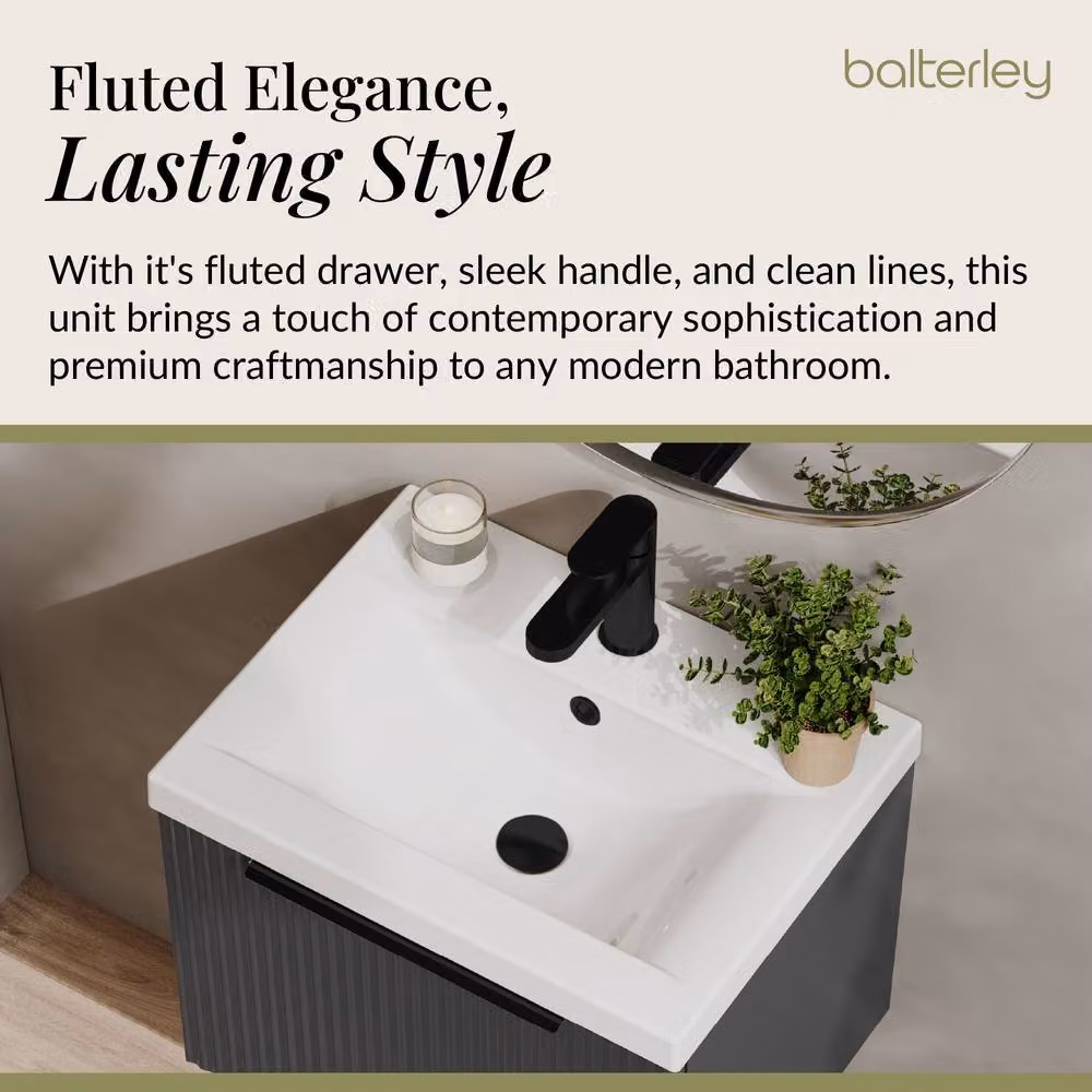 Balterley Contemporary Single Drawer Vanity Basin Unit, Dark Grey, W: 50 cm – 3