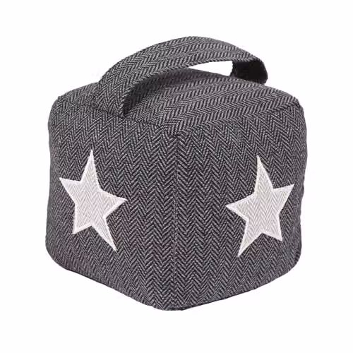 Nicola Spring Herringbone Fabric Door Stop, Star, Grey – 1