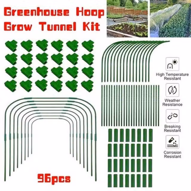 NESTLUNE 6-Piece Allotment Greenhouse Grow Tunnel Hoops in Green