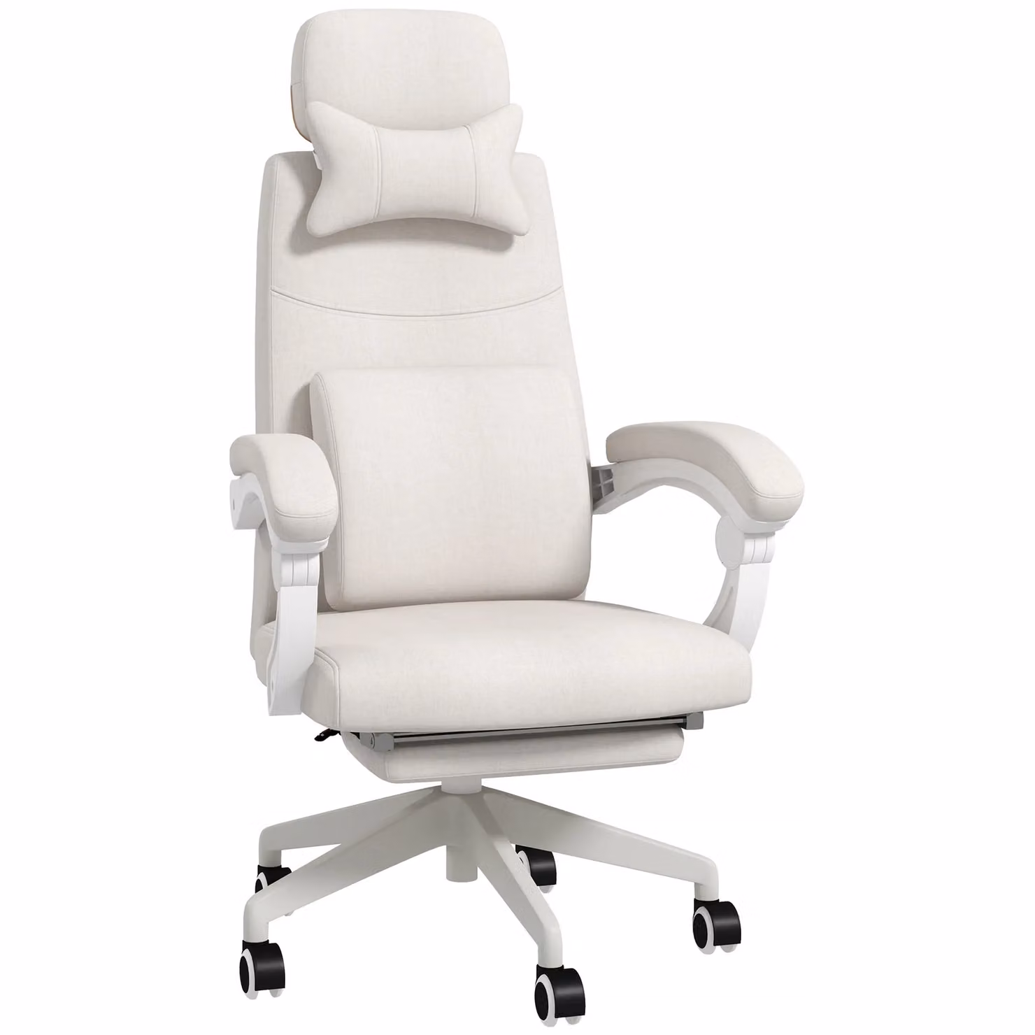 Vinsetto White Reclining Home Office Task Chair with Lumbar Support, Headrest and Armrests – 2