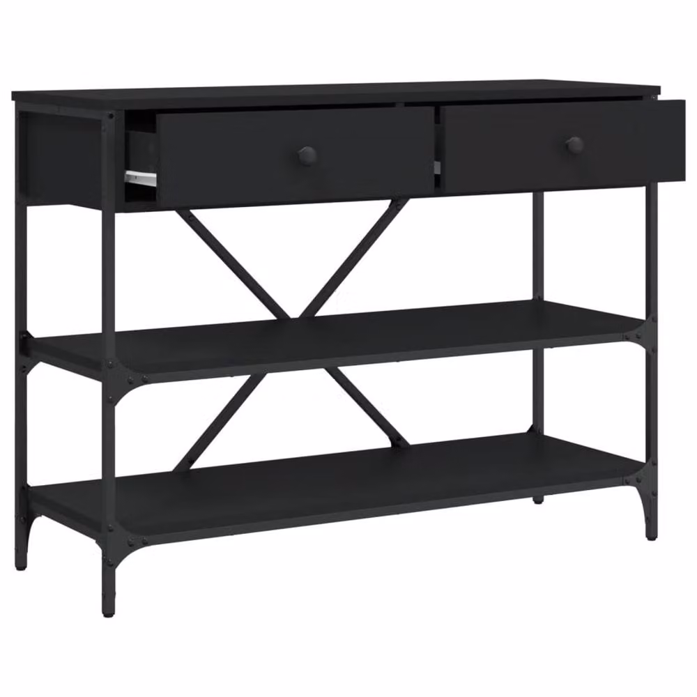 Berkfield Home Black Console Table with Drawers and Shelves – 4