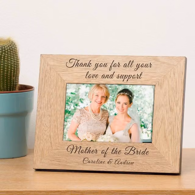 Uniqueful Personalised Thank You for All Your Love Wooden Photo Frame for Mum in Brown, W/D/H: 19.5 x 1.0 x 24.5 cm