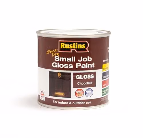 Rustins Quick Drying Water Based Gloss Paint for Wood, Brown, 250ml