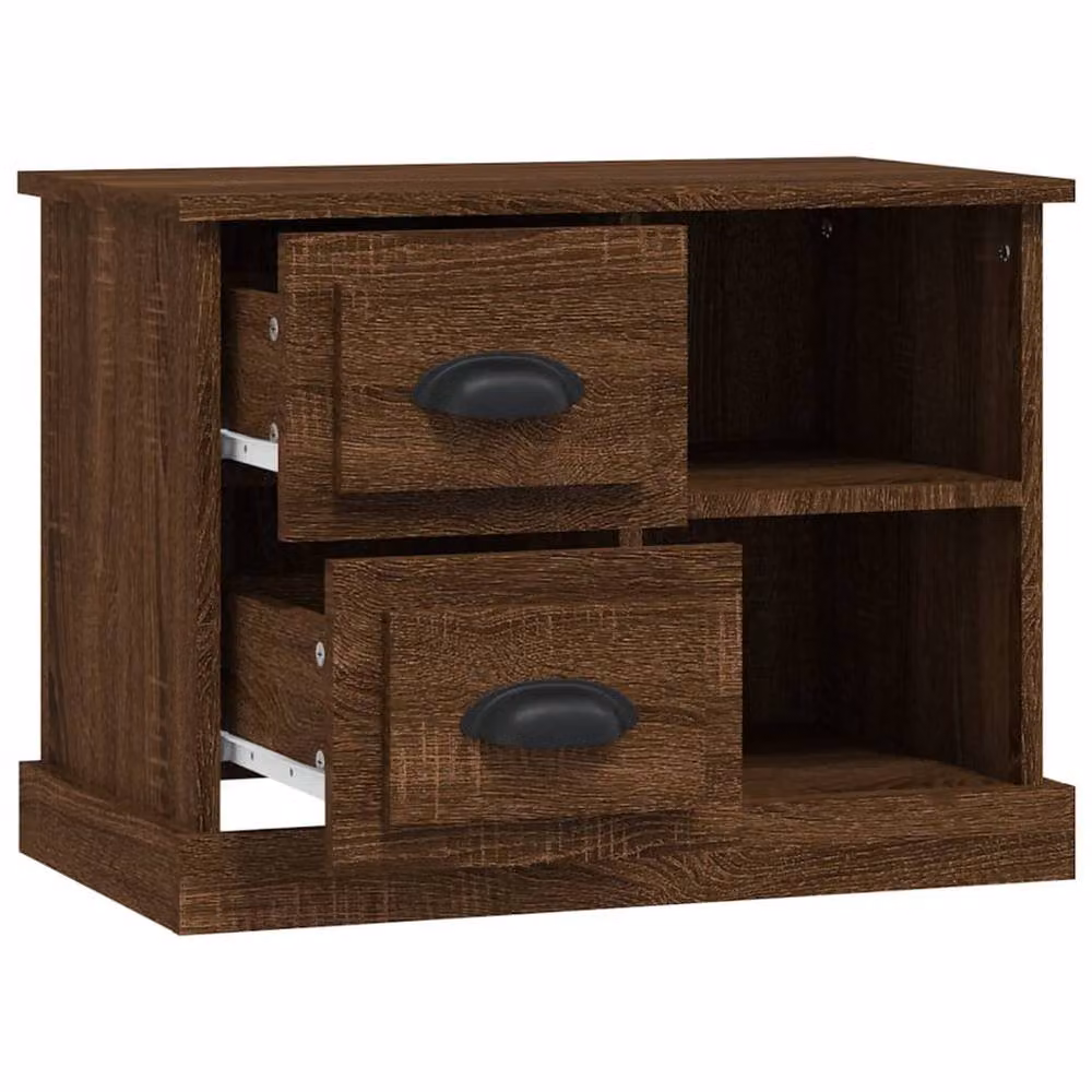 Berkfield Home Classic Bedside Cabinet in Brown Oak, W: 60 cm, D: 35.5 cm, H: 45 cm – 4