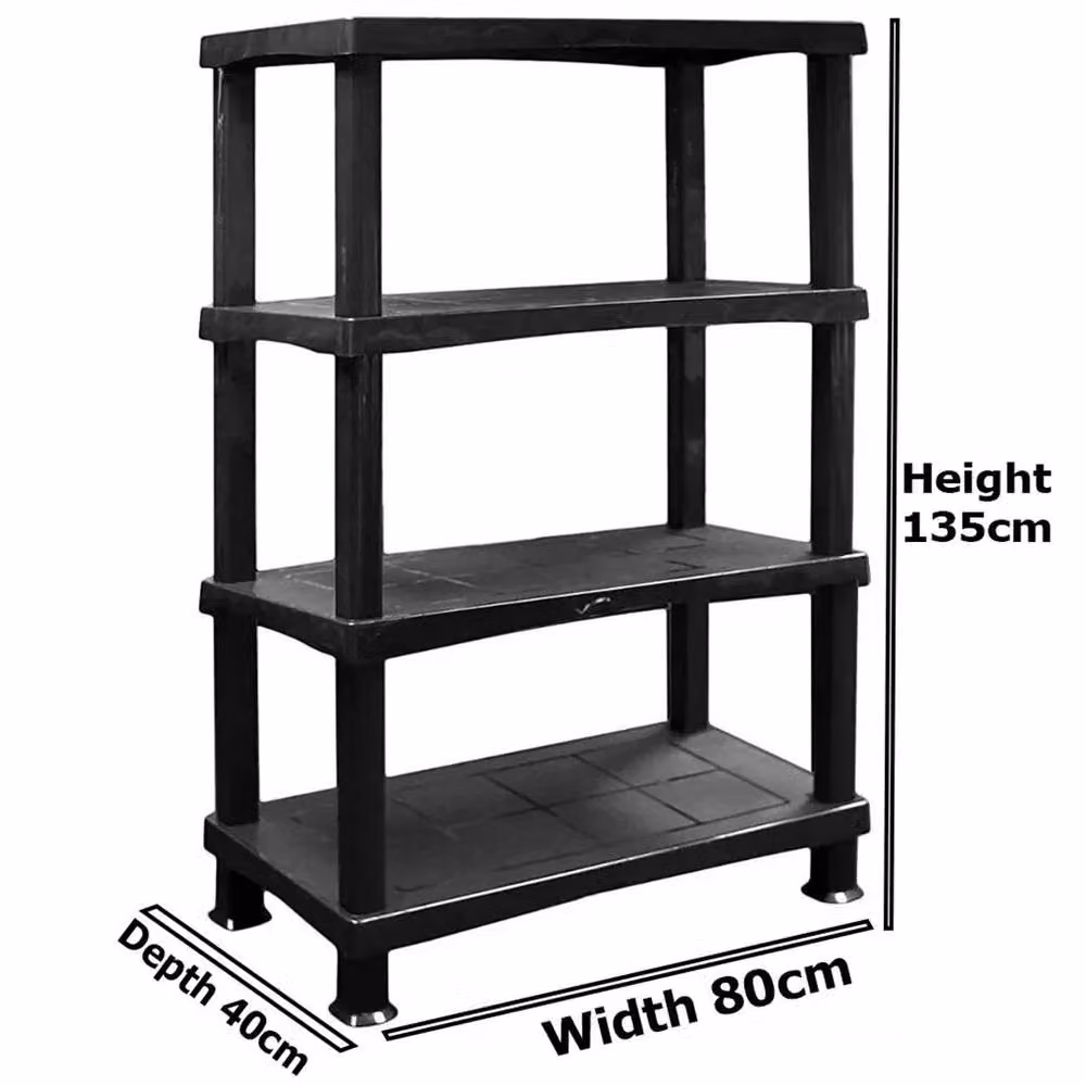 Nordara 4 Tier Plastic Shelving Unit in Black – 3