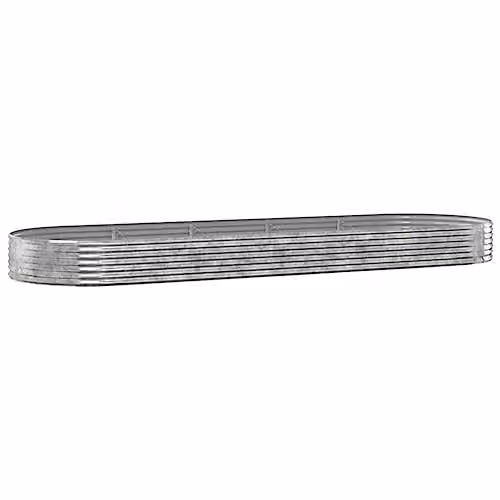 vidaXL Modern Silver Garden Planter in Matt Powder-coated Metal, W/D/H: 140 x 45 x 36 cm – 1