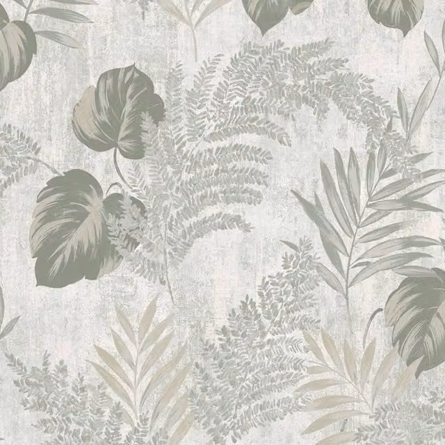 Muriva Phelan Leaf Botanical Floral Green Textured Vinyl Wallpaper Roll