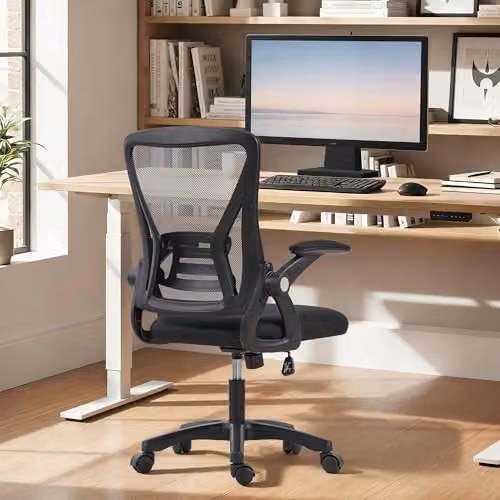 HOMCOM Black Task Chair with Armrests and Castors for Home Office and Bedroom – 7