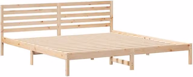 Berkfield Home Bed with Headboard in Brown Solid Pine Wood W/D/H: 200 x 210 cm