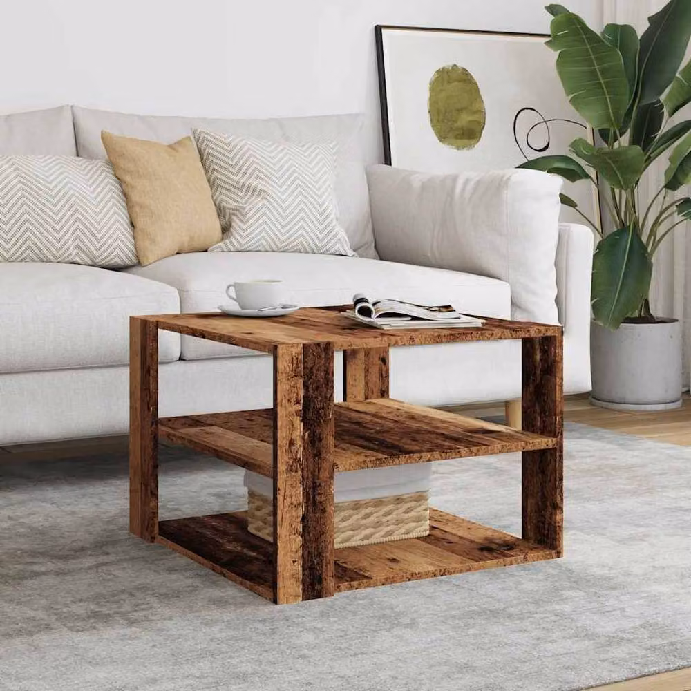 Berkfield Home Old Wood Coffee Table in Brown, W/D/H: 58 x 58 x 40 cm – 3