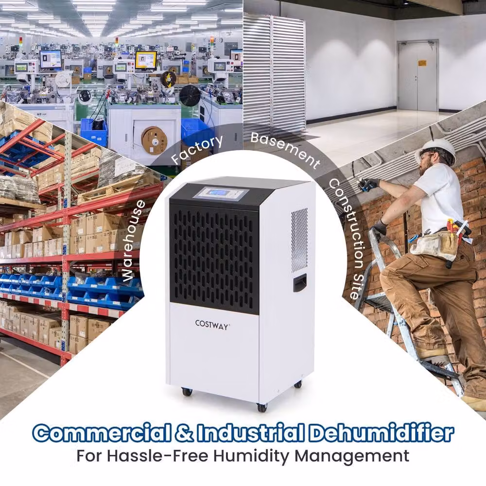 Costway 120L Commercial Dehumidifier in White – 5