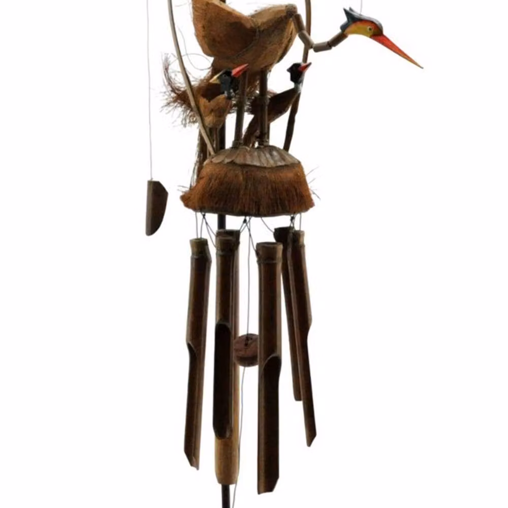 Minster Bird Wood Wind Chime in Brown, W: 18 cm, D: 30 cm, H: 60 cm – 2