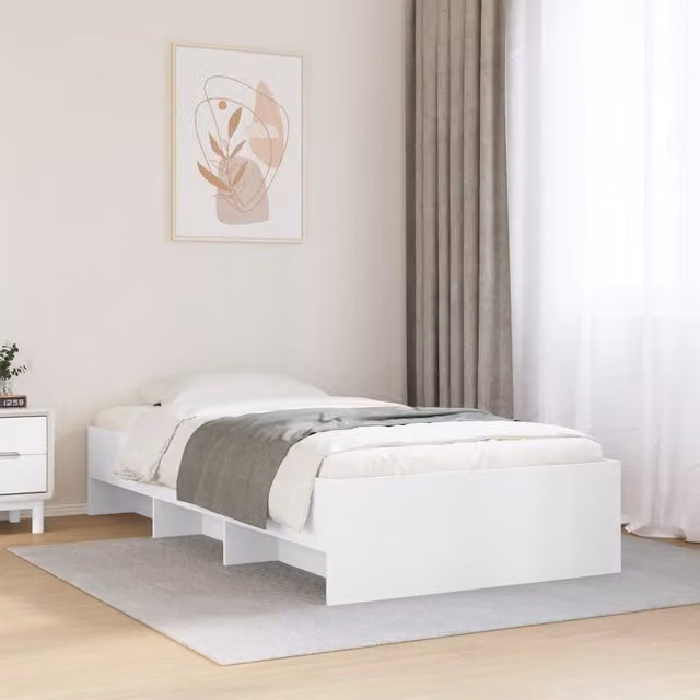 Berkfield Home Small Single Bed Frame in White, Engineered Wood, W/D/H: 75 x 190 cm – 1