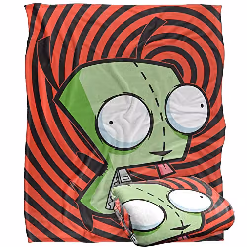 LOGOVISION Invader Zim Gir Spiral Silky Touch Super Soft Fleece Throw Blanket, White, W/D/H: 152 x 127 cm – 1