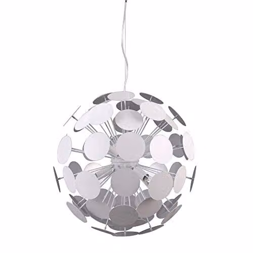 Netlighting Modern 6-Light Suspended Pendant Light in White and Silver with E14 Sockets