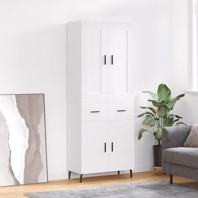 Berkfield Home White Modern Highboard W/D/H: 69.5 x 34 x 180 cm
